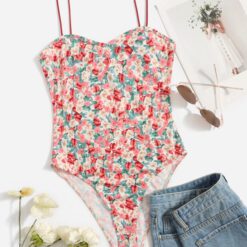 Body de tirantes cortado alto floral - Multicolor