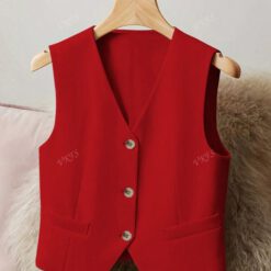Chaleco de traje de unicolor elegante y casual para mujeres - Rojo