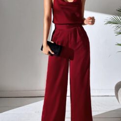 Conjunto Top de tirantes & Pantalones de pierna ancha - Burdeos