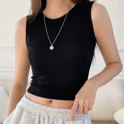 Top tank crop unicolor - Negro