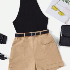Top halter & Shorts sin cinturón - Multicolor