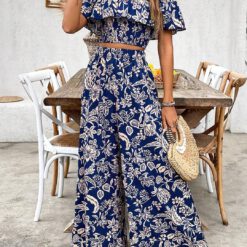 Conjunto de top y pantalon pierna ancha - Multicolor