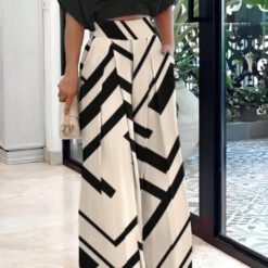 Conjunto de camisa tipo cárdigan y pantalones rectos plisados - Albaricoque