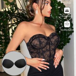 Top de tubo corto de corsé negro - Multicolor