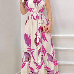 Vestido sin mangas casual con estampado - Albaricoque