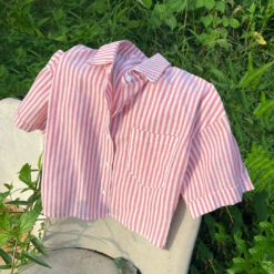 Camisa manga corta y holgada Rosa