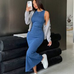 Vestido de mezclilla sin mangas Azul