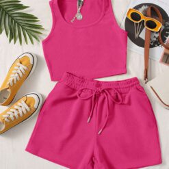 Conjunto de blusa y short - Rosa Fucsia