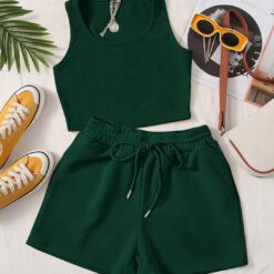 Conjunto de blusa y short - Verde Oscuro