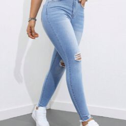 Jeans ajustados y desgastados - Lavado ligero