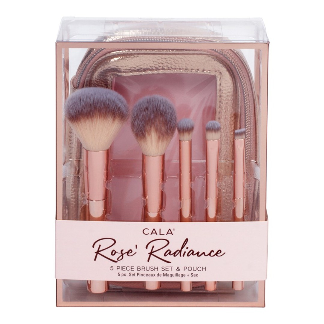 Cala - rose radiance 5-piece brush set & pouch